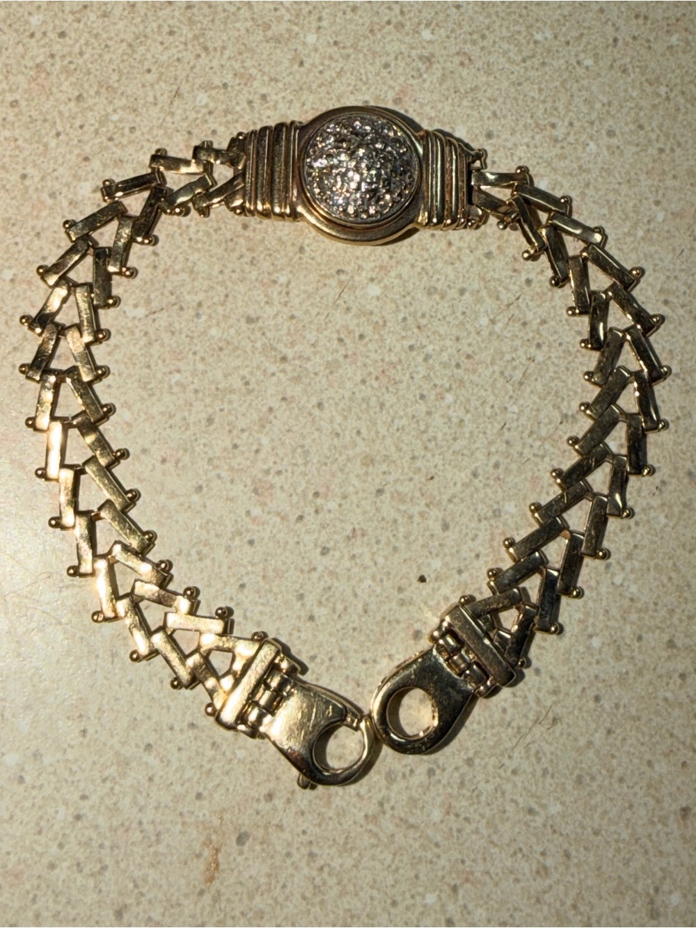 Italian 0.80ct Diamond 14K Gold Pave 'V'
Link Bracelet 13.00 Grams